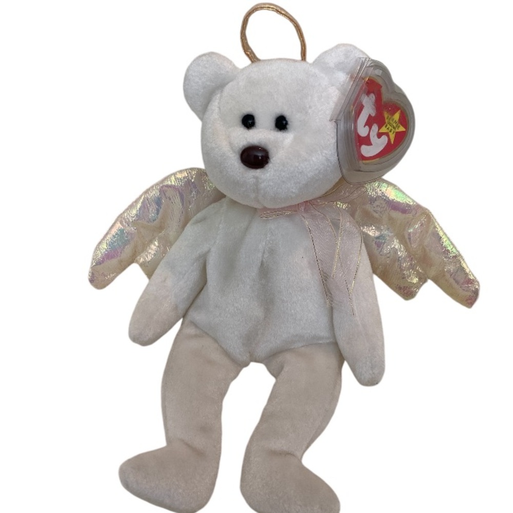 HALO the Angel Bear TY Beanie Baby **RARE Brown Nose and TAG ERRORS!!**